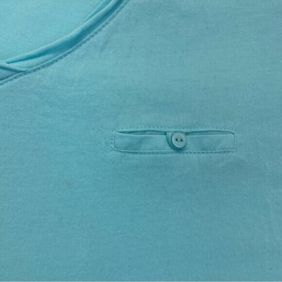 V-neck Pocket T-shirt Size Large light blue aqua short sleeve tee - Picture 6 of 8